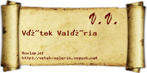 Vétek Valéria névjegykártya